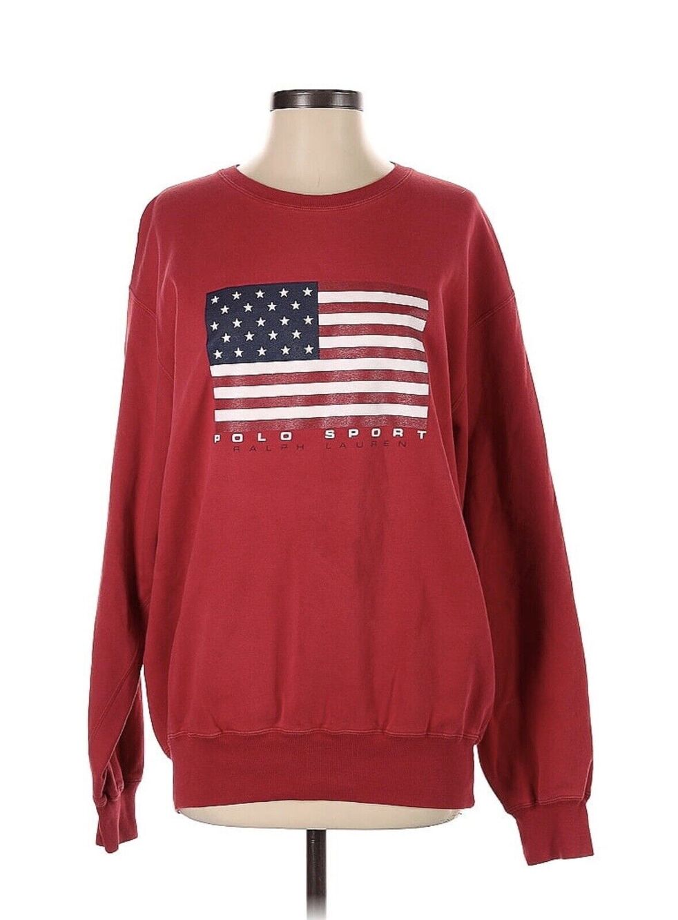 Vintage Polo Sport Sweatshirt Red American Flag Crewneck Medium